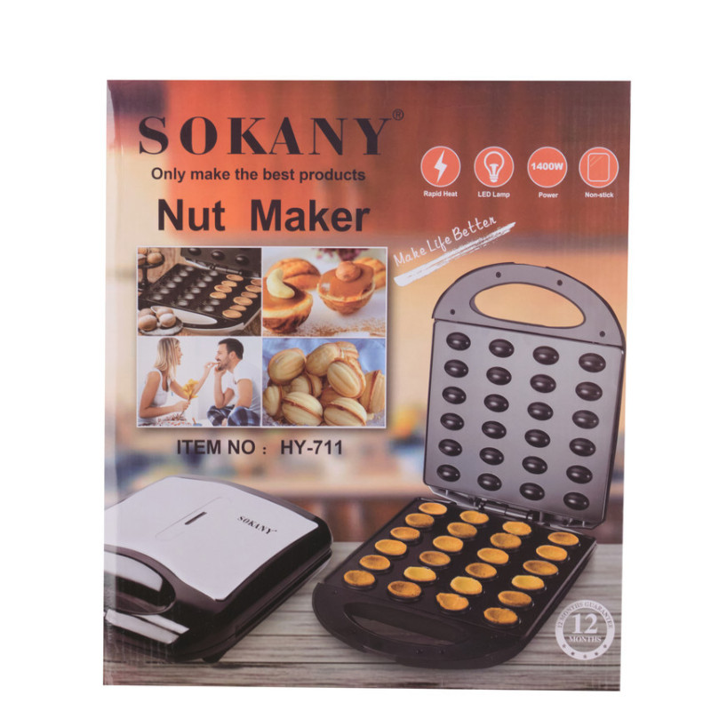 Горішниця електрична 1400 Вт на 24 горішки двостороннє нагрівання антипригарне покриття Sokany HY-711