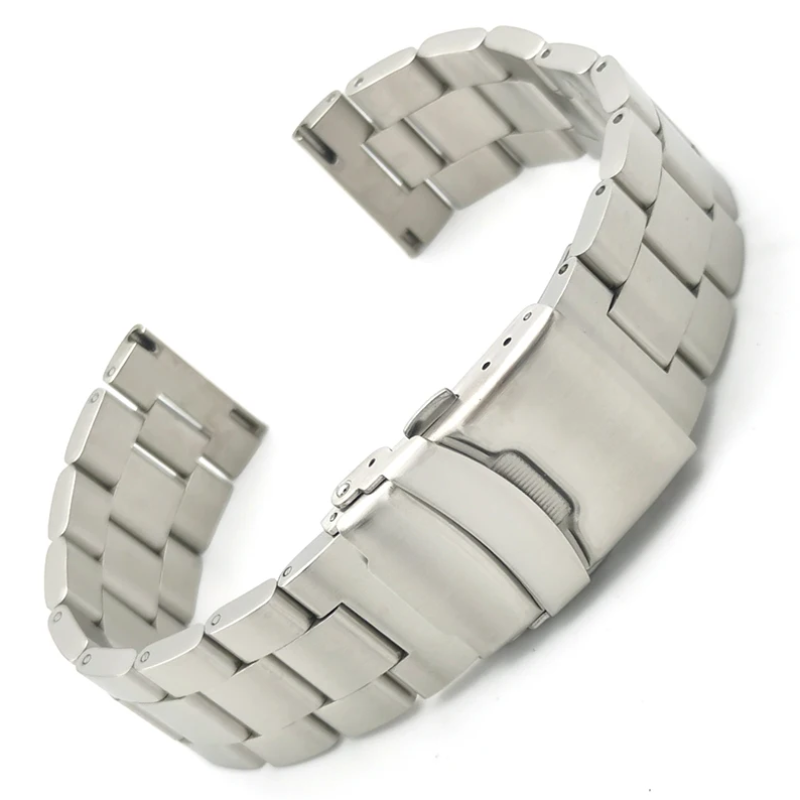 Браслет для годинника з неіржавкої сталі 22 мм, кріплення край рівний/півмісяць
