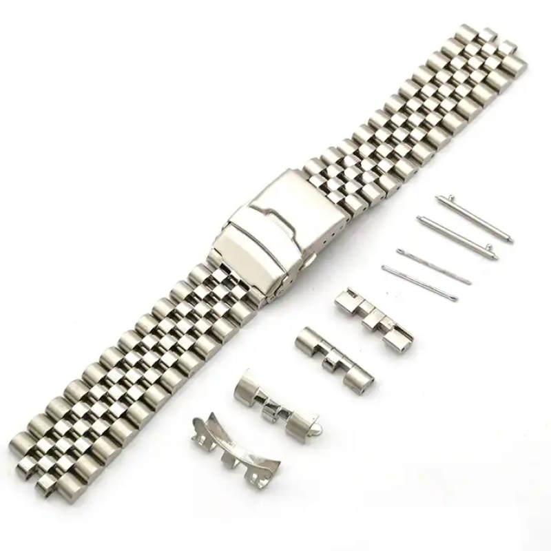 Браслет для годинника з неіржавкої сталі 22 мм, кріплення край рівний/півмісяць