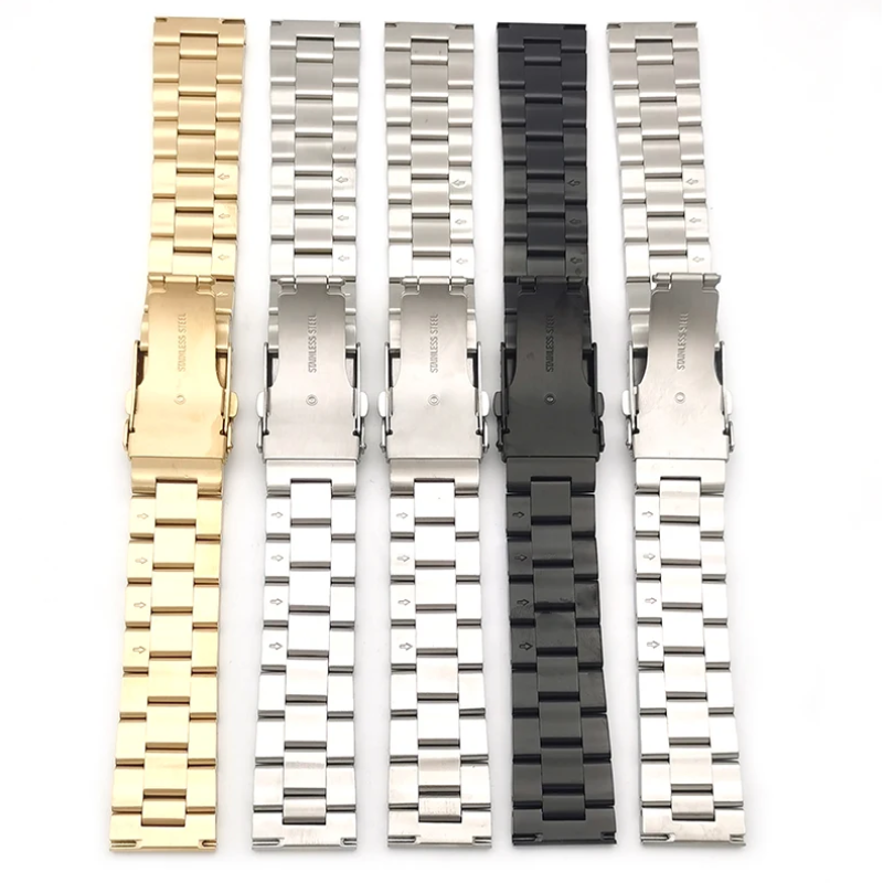 Браслет для годинника з нержавіючої сталі 22 мм, кріплення край рівний / півмісяць