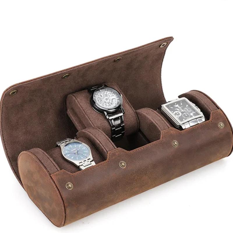 Бокс, скринька, футляр для годинника на 3 відділення з натуральної шкіри. CRAZY HORSE