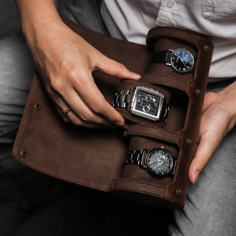 Бокс, скринька, футляр для годинника на 3 відділення з натуральної шкіри. CRAZY HORSE