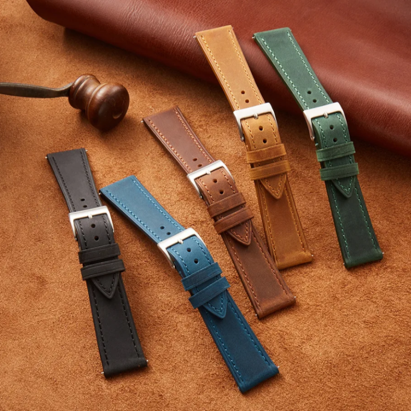 Ремінець для годинника з натуральної шкіри, із системою швидкої заміни 22 мм