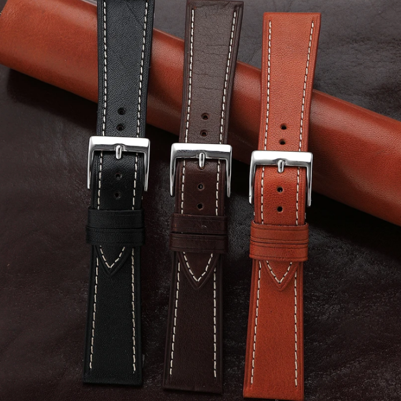 Ремінець для годинника з натуральної шкіри, із системою швидкої заміни 22 мм