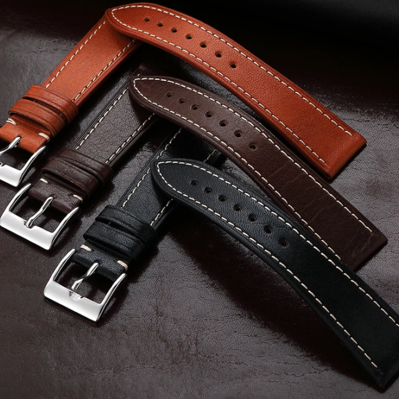 Ремінець для годинника з натуральної шкіри, із системою швидкої заміни 22 мм