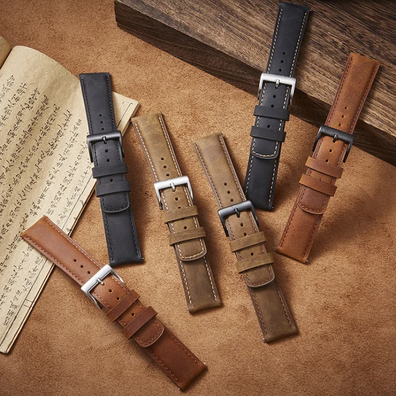 Ремінець для годинника з натуральної шкіри, із системою швидкої заміни 22 мм