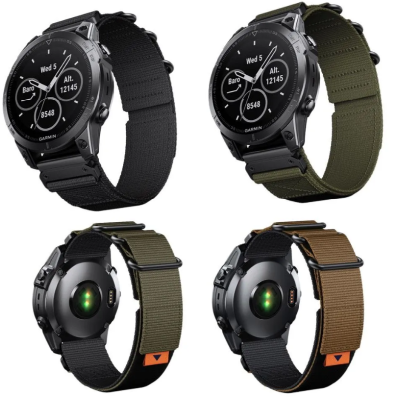 Тканевий ремінець для Garmin Fenix 7 / 6-6 Pro / 6 Supphire / Fenix 5-5 Plus / Foreruner 945 / MARQ / 22 мм Зелений