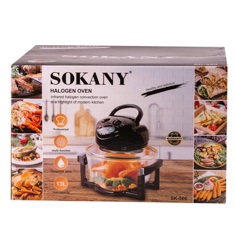 Аерофритюрка електрична аерогриль 13 л 1400 Вт галогенна піч температура до 250 С SOKANY SK-560
