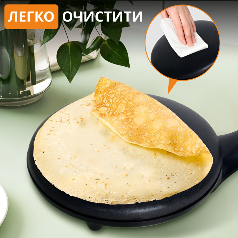 Млинниця електрична 20 см 650 Вт сковорода для млинців антипригарна заглибна Sokany