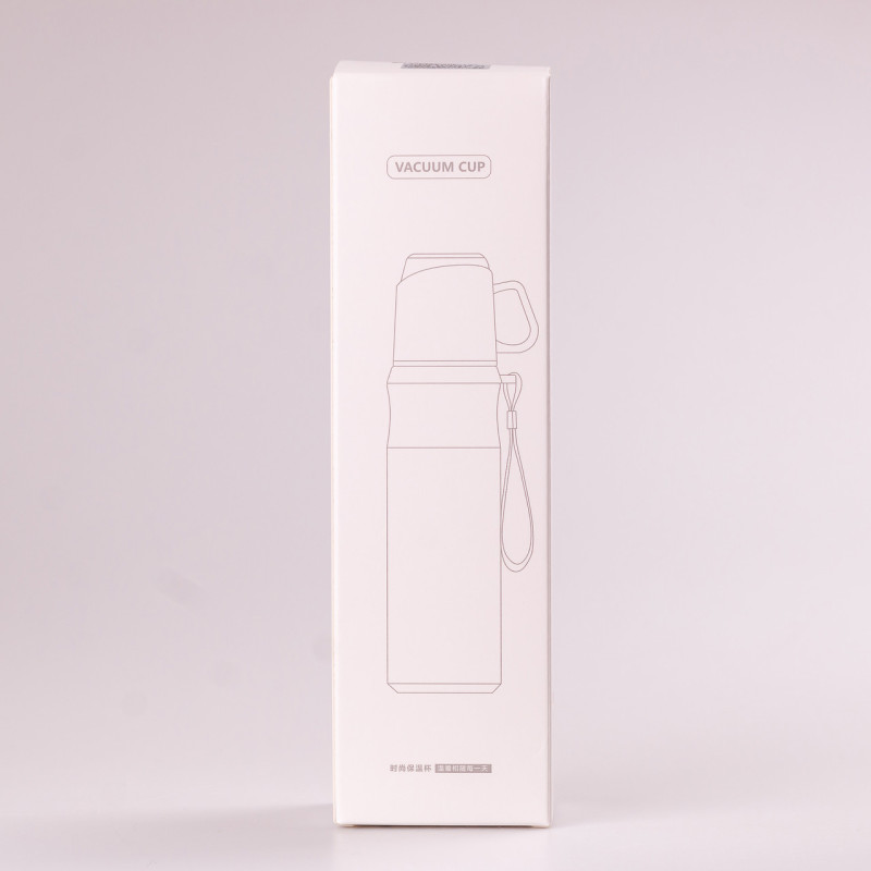 Термос із чашкою та ремінцем 600мл із нержавіючої сталі тепло до 12 годин Сірий