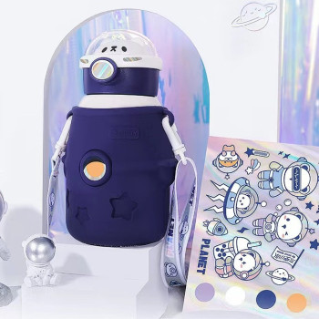 Термос дитячий з трубочкою та ремінцем 500 мл з нержавіючої сталі