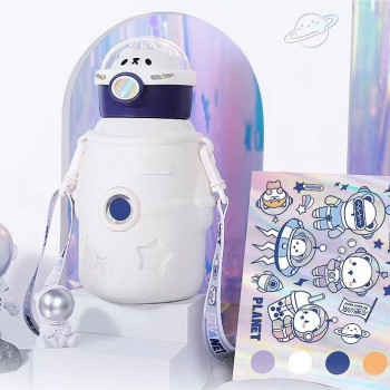 Термос дитячий з трубочкою та ремінцем 500 мл з нержавіючої сталі Білий