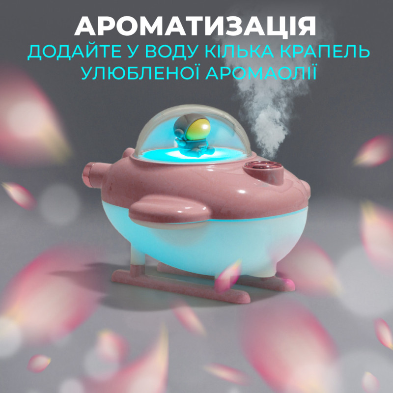 Зволожувач повітря для дому літак портативний USB 220 мл ароматичний дифузор з підсвічуванням