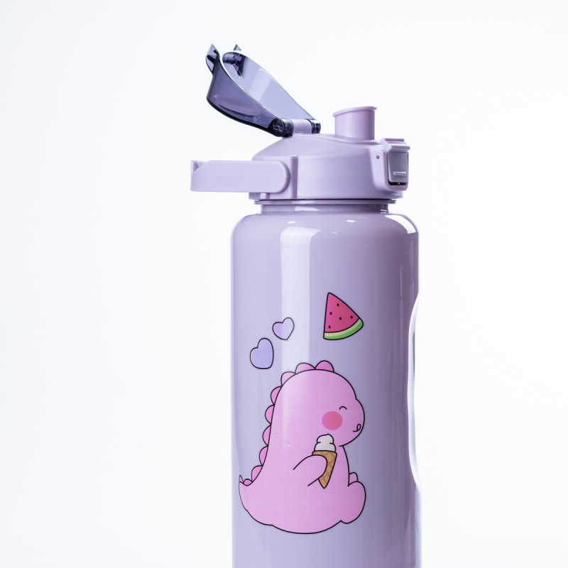 Пляшка для води Дракоша набір 3в1 з дозатором 0.3л 0.7л 2л Фіолетовий