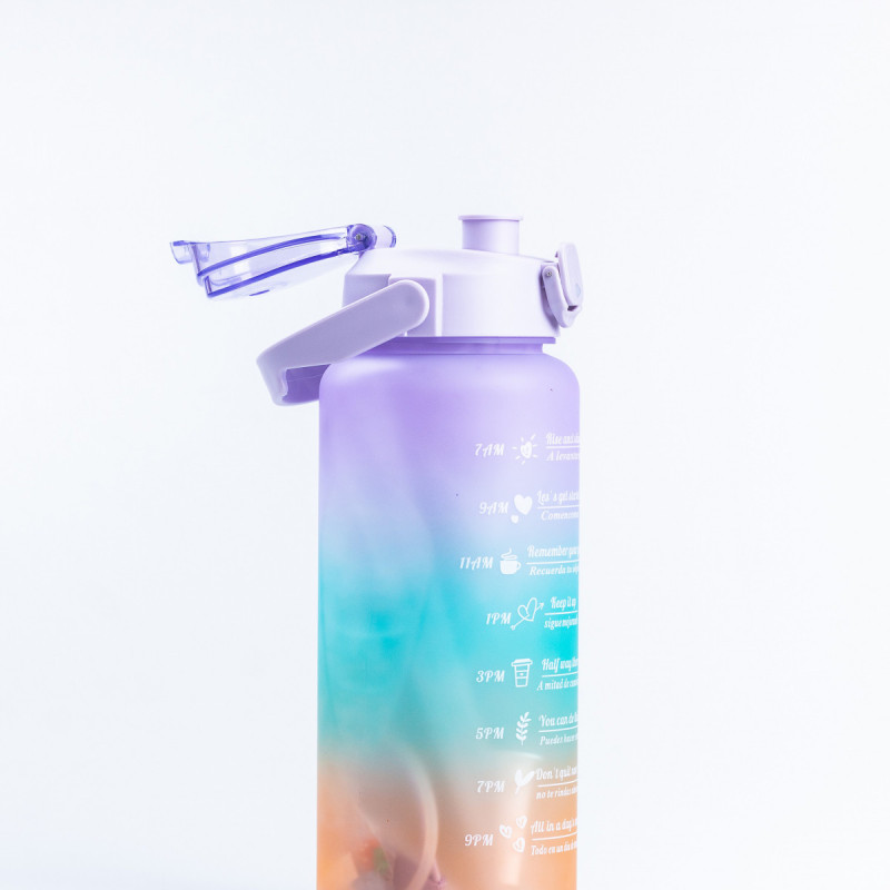 Пляшка для води набір 3в1 дозатором Веселка 0.3л 0.7л 2л Фіолетовий