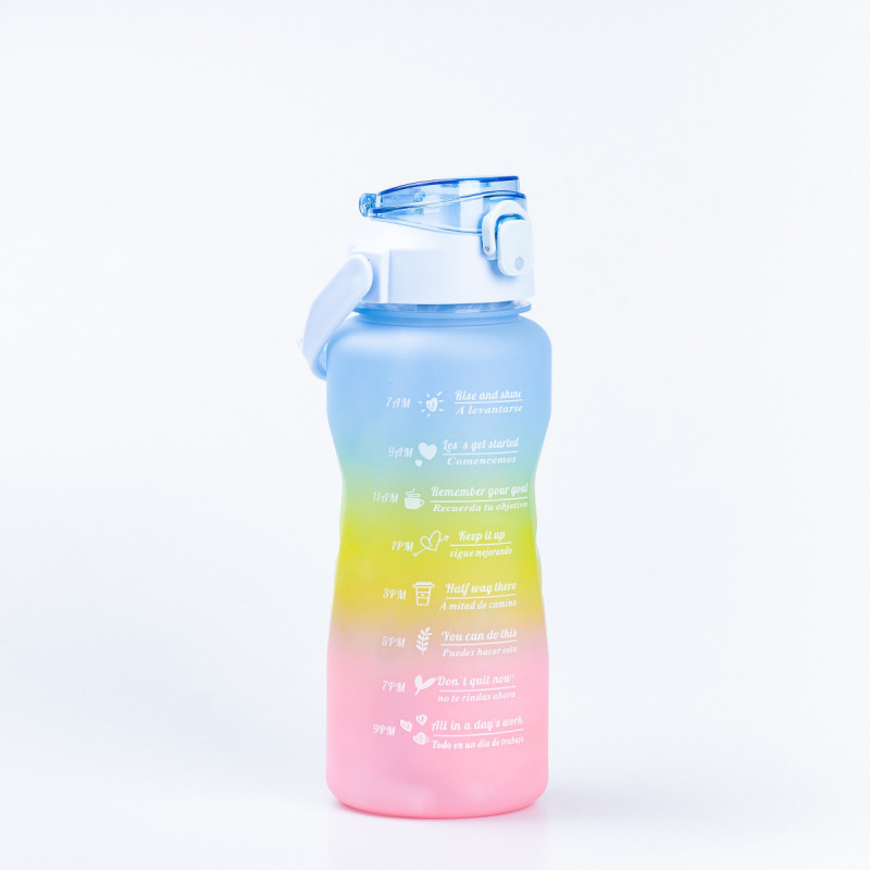 Пляшка для води набір 3в1 дозатором Веселка 0.3л 0.7л 2л Синій