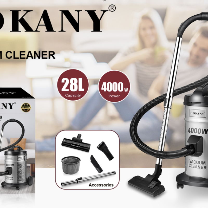 Пилосос для дому потужний 4000 Вт 3 насадки та мішок, професійний пилосос для сухого прибирання SOKANY