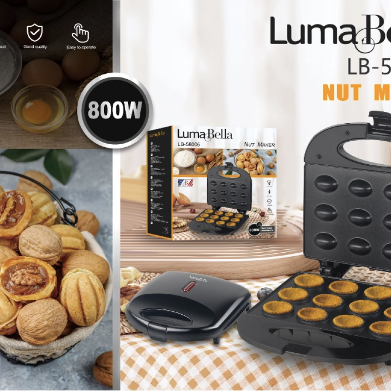 Горішниця електрична 800 Вт на 12 половинок горішка двосторонній нагрів антипригарне покриття