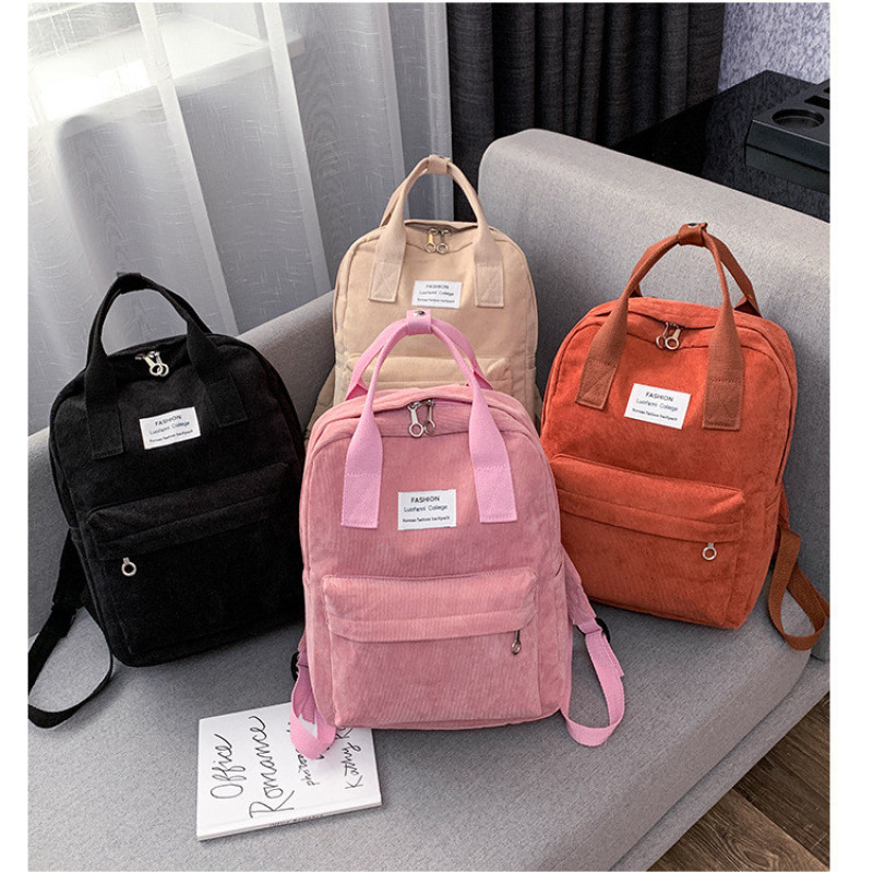 Стильний та практичний вельветовий сумка-рюкзак для дівчат. Помаранчевий