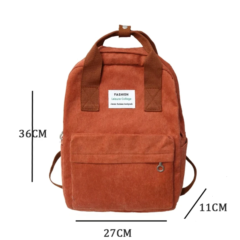 Стильний та практичний вельветовий сумка-рюкзак для дівчат. Помаранчевий