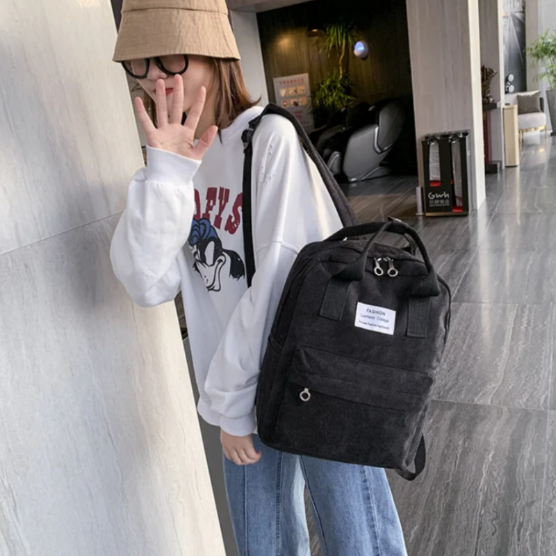 Стильний та практичний вельветовий сумка-рюкзак для дівчат. Помаранчевий