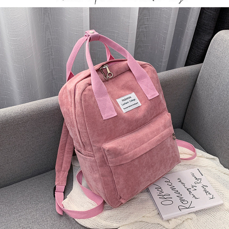 Стильний та практичний вельветовий сумка-рюкзак для дівчат. Рожевий