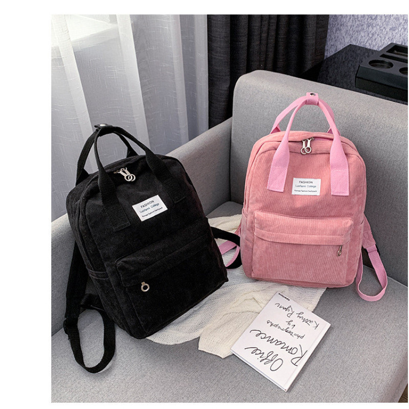 Стильний та практичний вельветовий сумка-рюкзак для дівчат. Рожевий