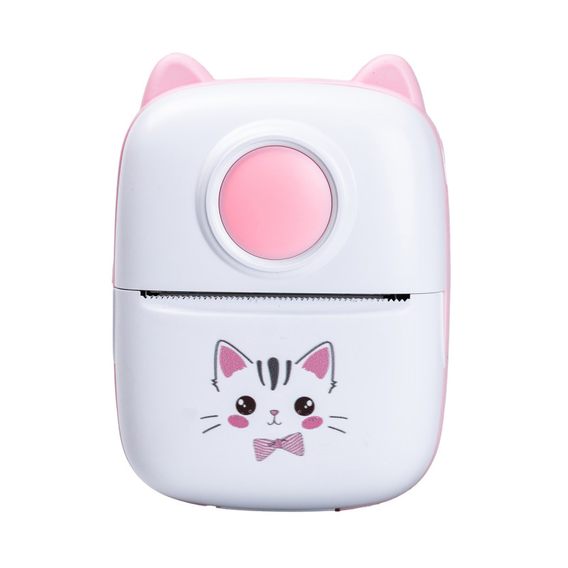 Дитячий міні-принтер портативний бездротовий акумуляторний з термодруком + папір Рожевий