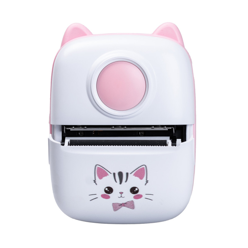 Дитячий міні-принтер портативний бездротовий акумуляторний з термодруком + папір Рожевий