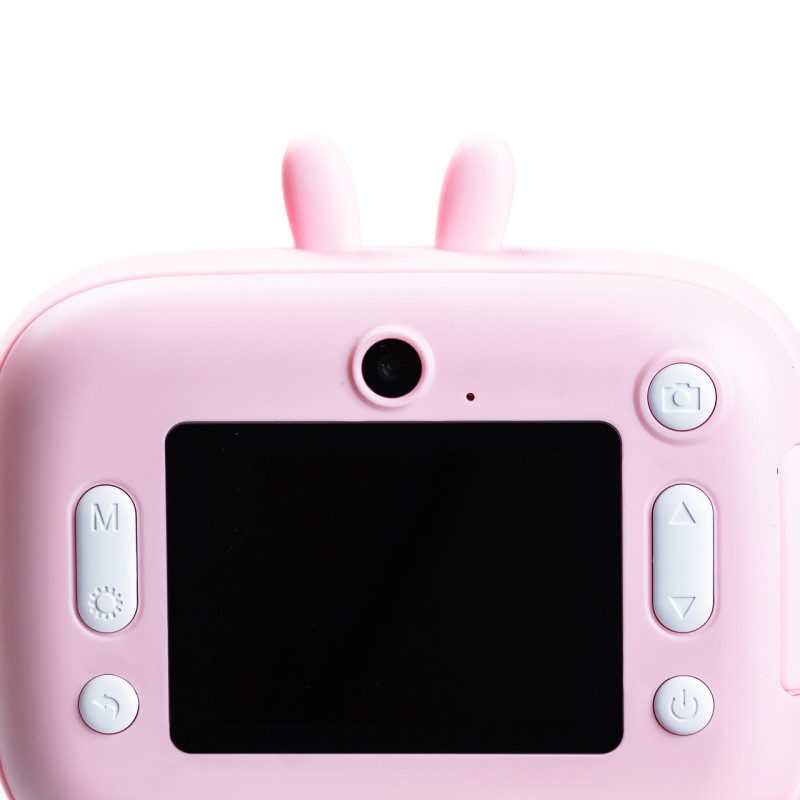 Фотоапарат дитячий з функцією миттєвого друку Зайчик, блакитний дитячій фотоапарат Рожевий