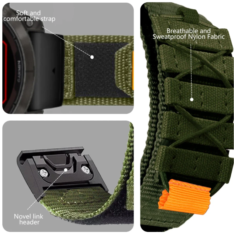 Тканинний ремінець для Garmin Epix Pro / quatix 7 / Approach / Fenix 7 / Descent G1 / MARQ / QUICK FIT 22 мм